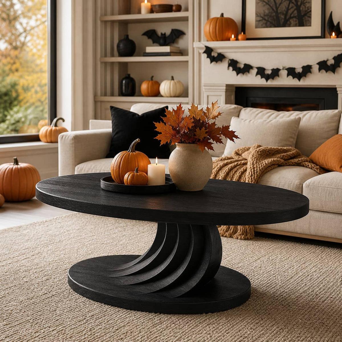 Sugi Spiral Solid Wood Coffee Table For Living Room