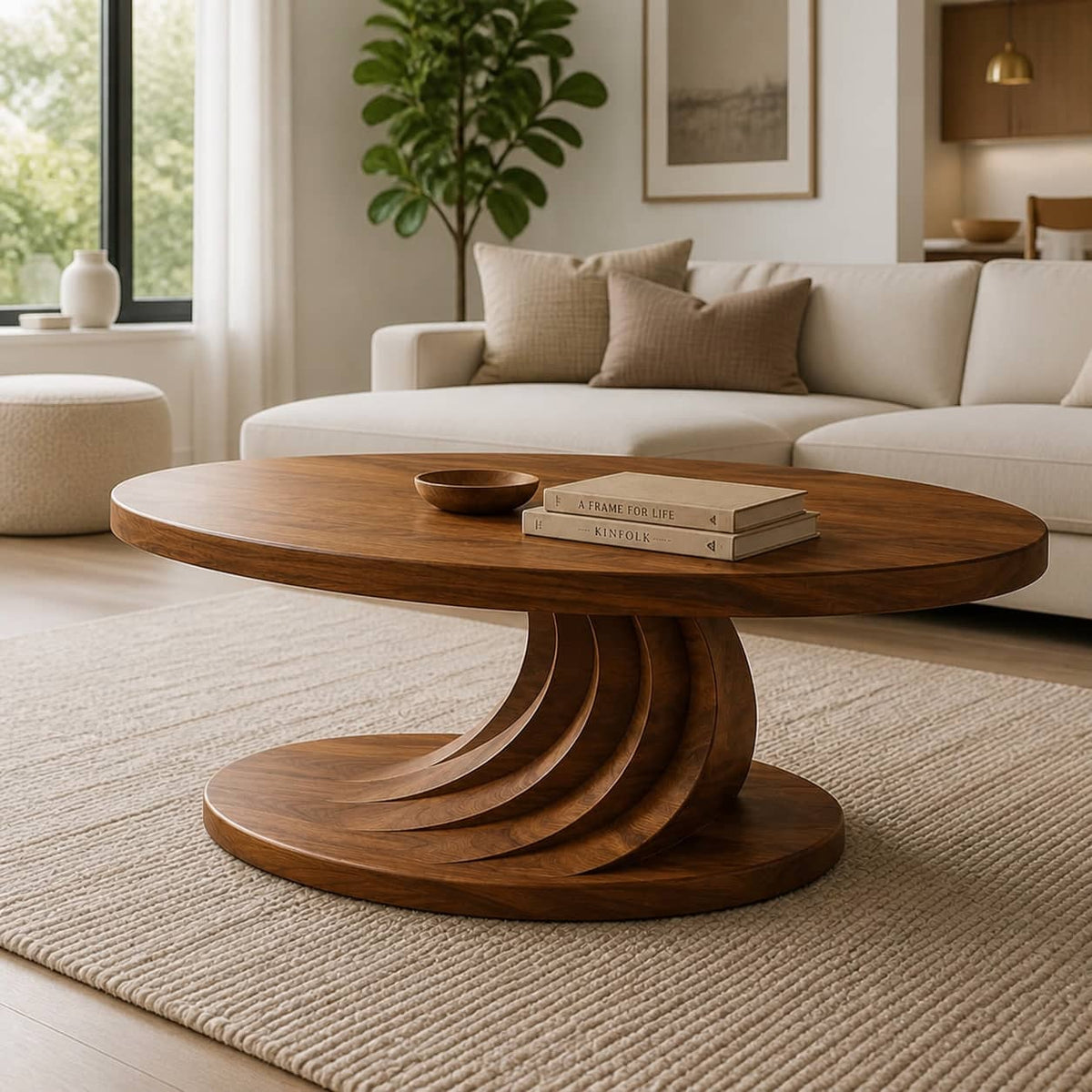 Sugi Spiral Solid Wood Coffee Table For Living Room