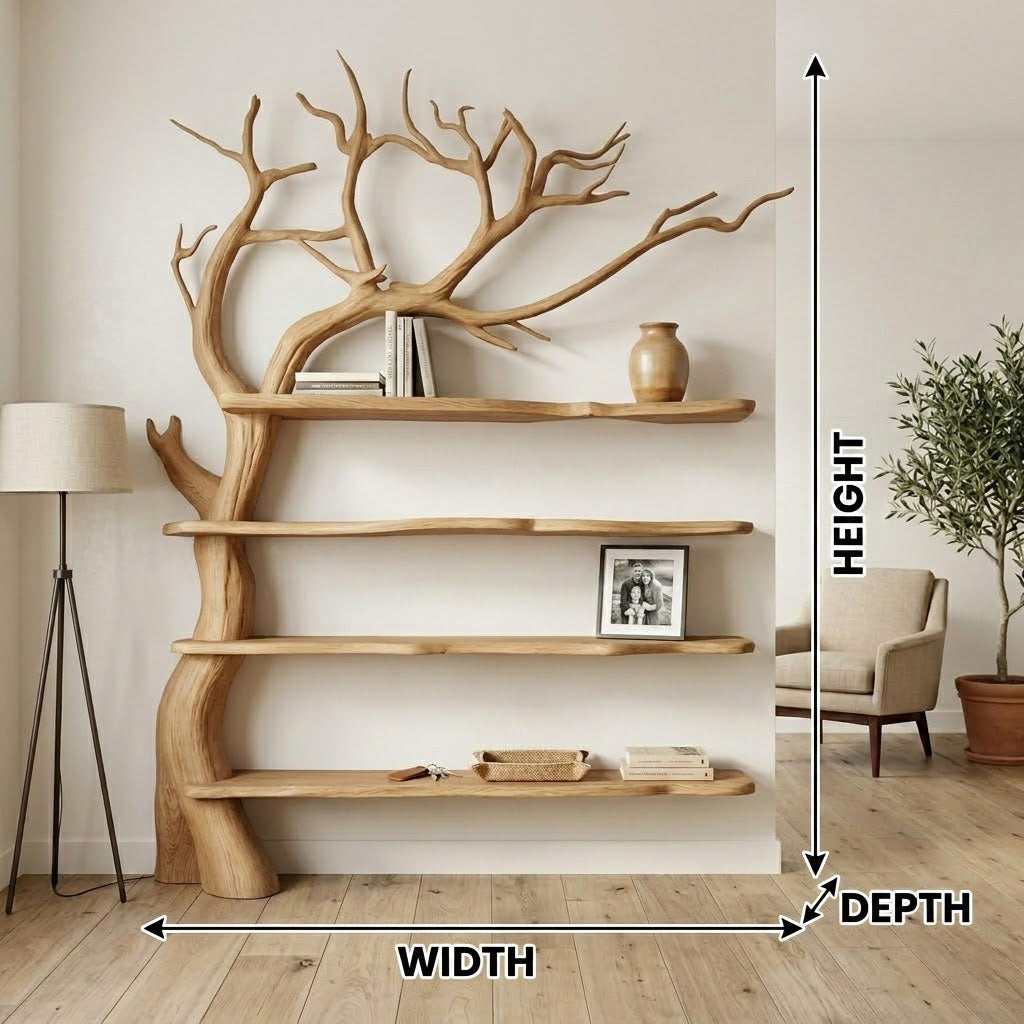 Sylvander Tree-Inspired Solid Wood Wall Bookshelf For Living Room