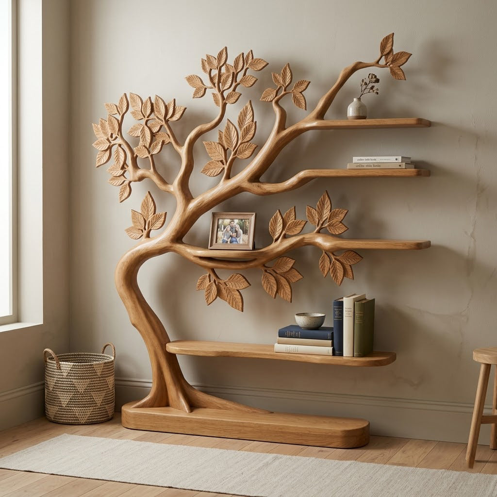 Sylvandor Sculptural Branching Solid Wood Tree Bookcase