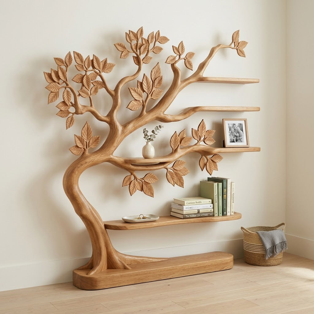 Sylvandor Branching Solid Wood Tree Bookcase For Living Room