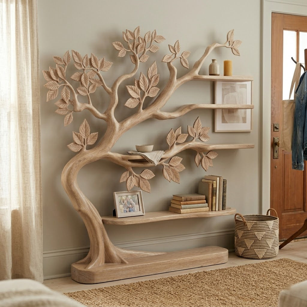 Sylvandor Branching Solid Wood Tree Bookcase For Living Room