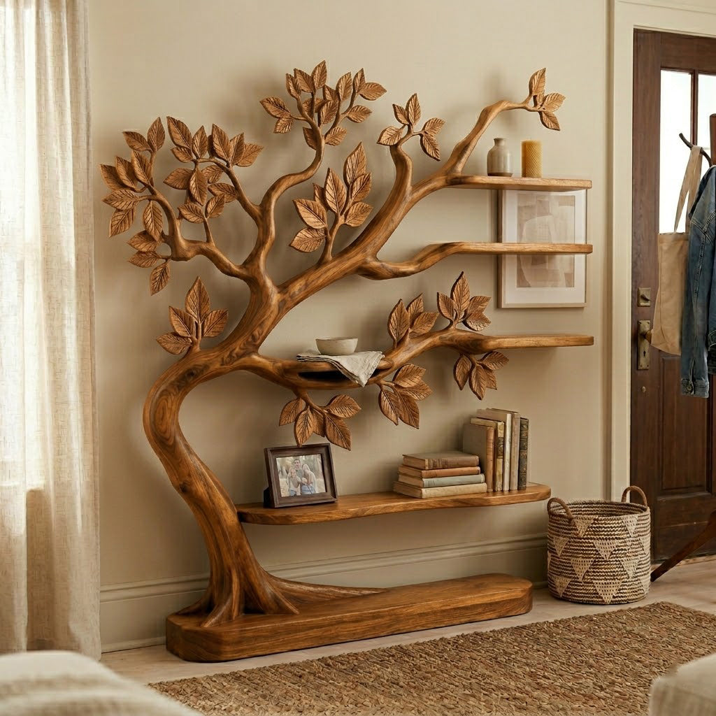 Sylvandor Branching Solid Wood Tree Bookcase For Living Room