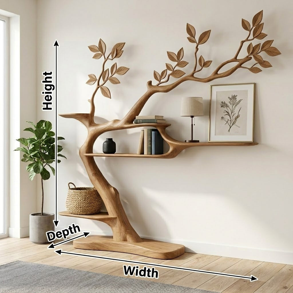 Sylvian Organic Branching Solid Wood Bookcase For Living Room