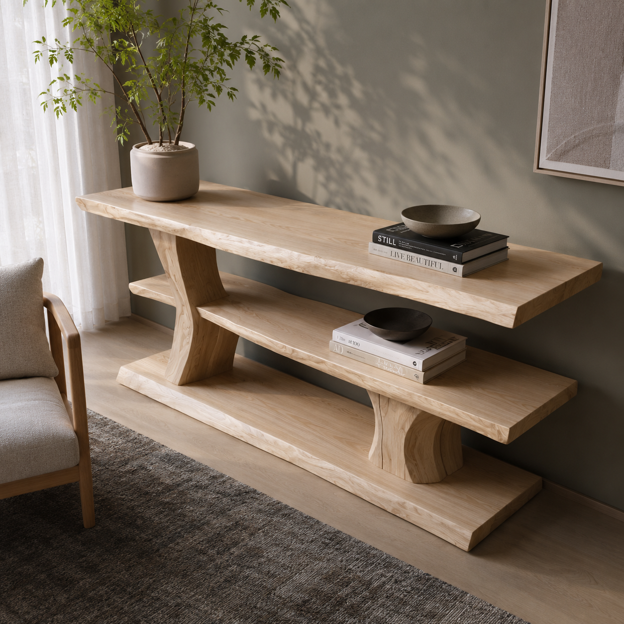 Minaro Sleek Solid Wood TV Console For Living Room