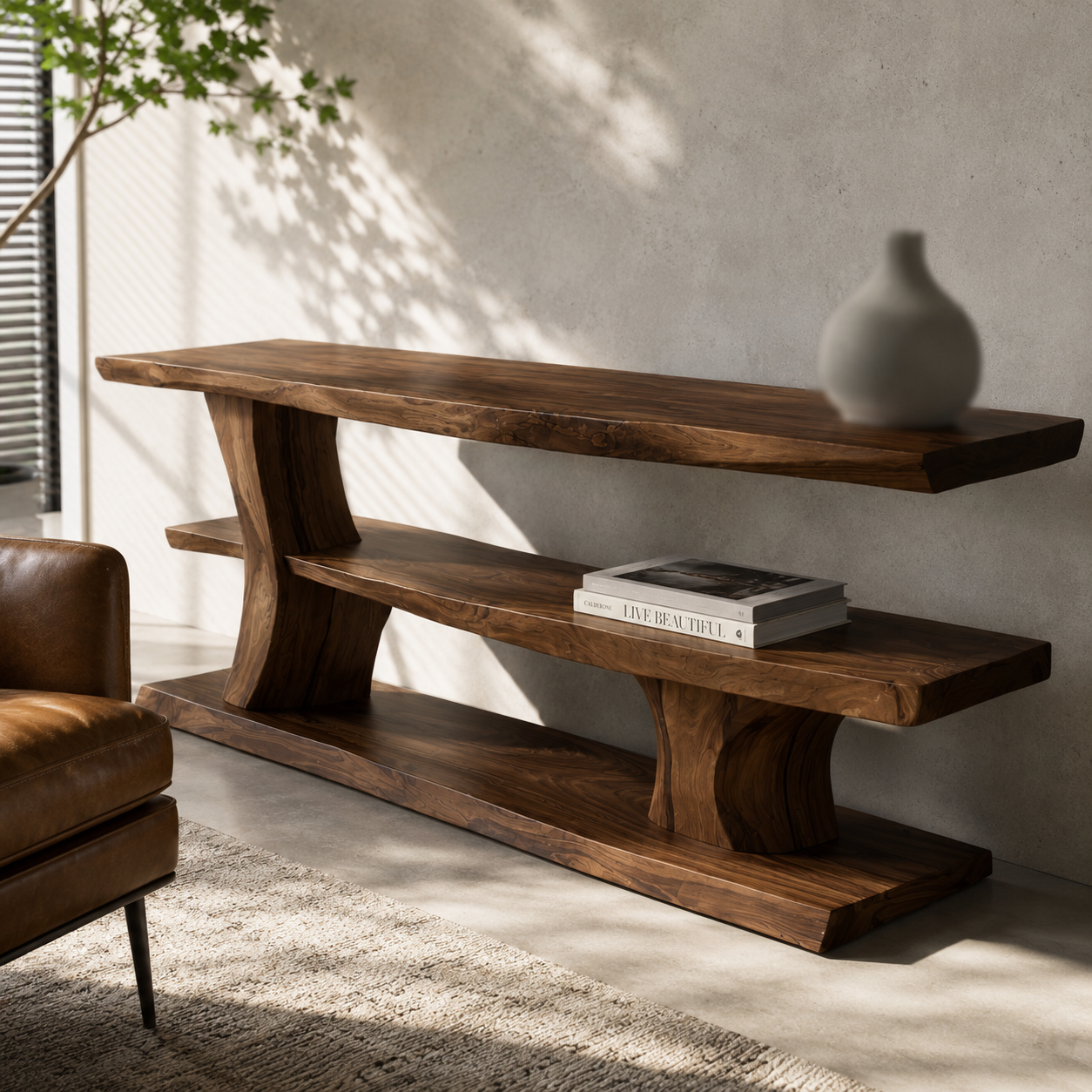Minaro Sleek Solid Wood TV Console For Living Room