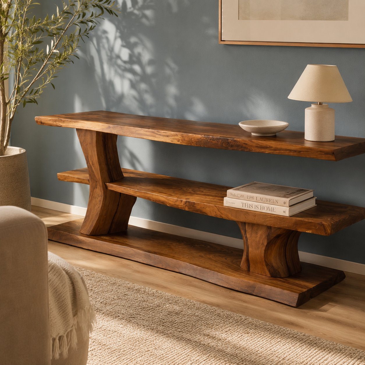 Minaro Sleek Solid Wood TV Console For Living Room