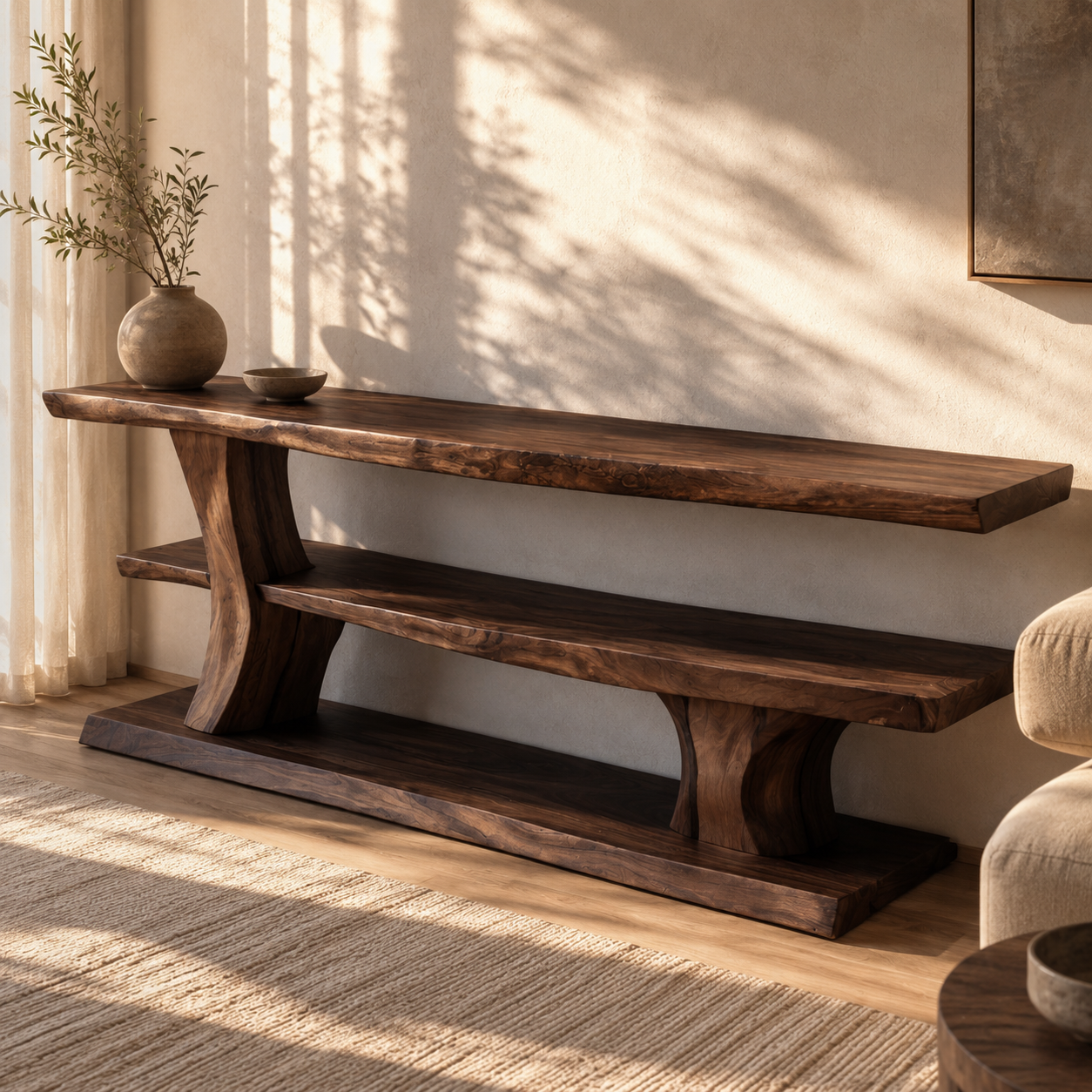 Minaro Sleek Solid Wood TV Console For Living Room