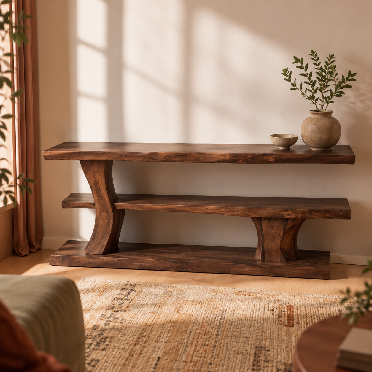 Minaro Sleek Solid Wood TV Console For Living Room