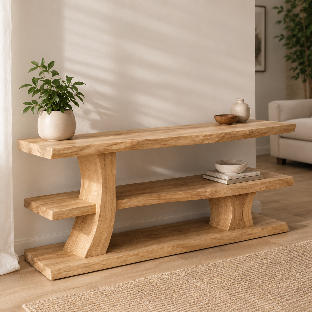 Minaro Sleek Solid Wood TV Console For Living Room