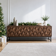 Faceron Geometric Front Solid Wood TV Stand For Living Room