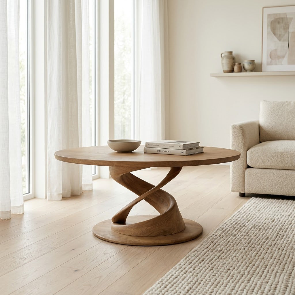 Torion Helix Carved Solid Wood Coffee Table