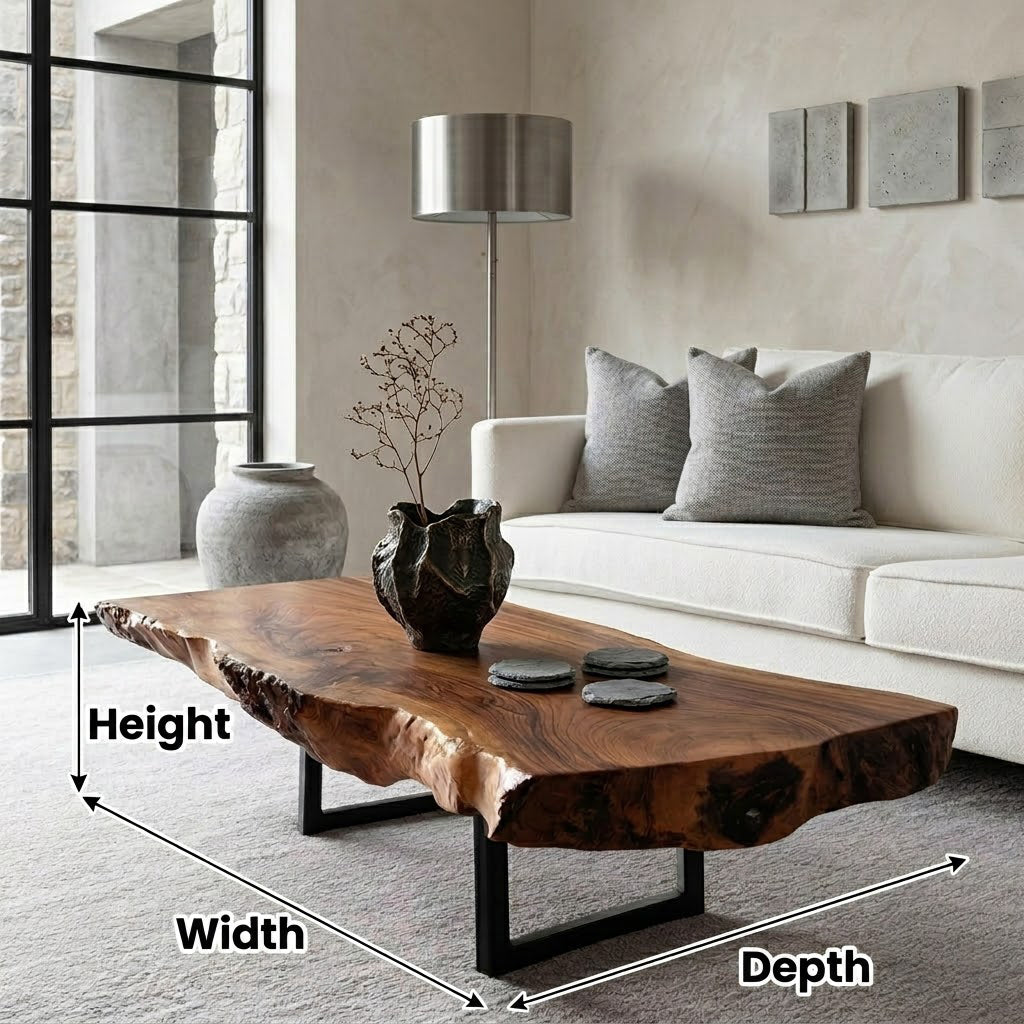 Vireon Slab Live Edge Solid Wood Coffee Table For Living Room