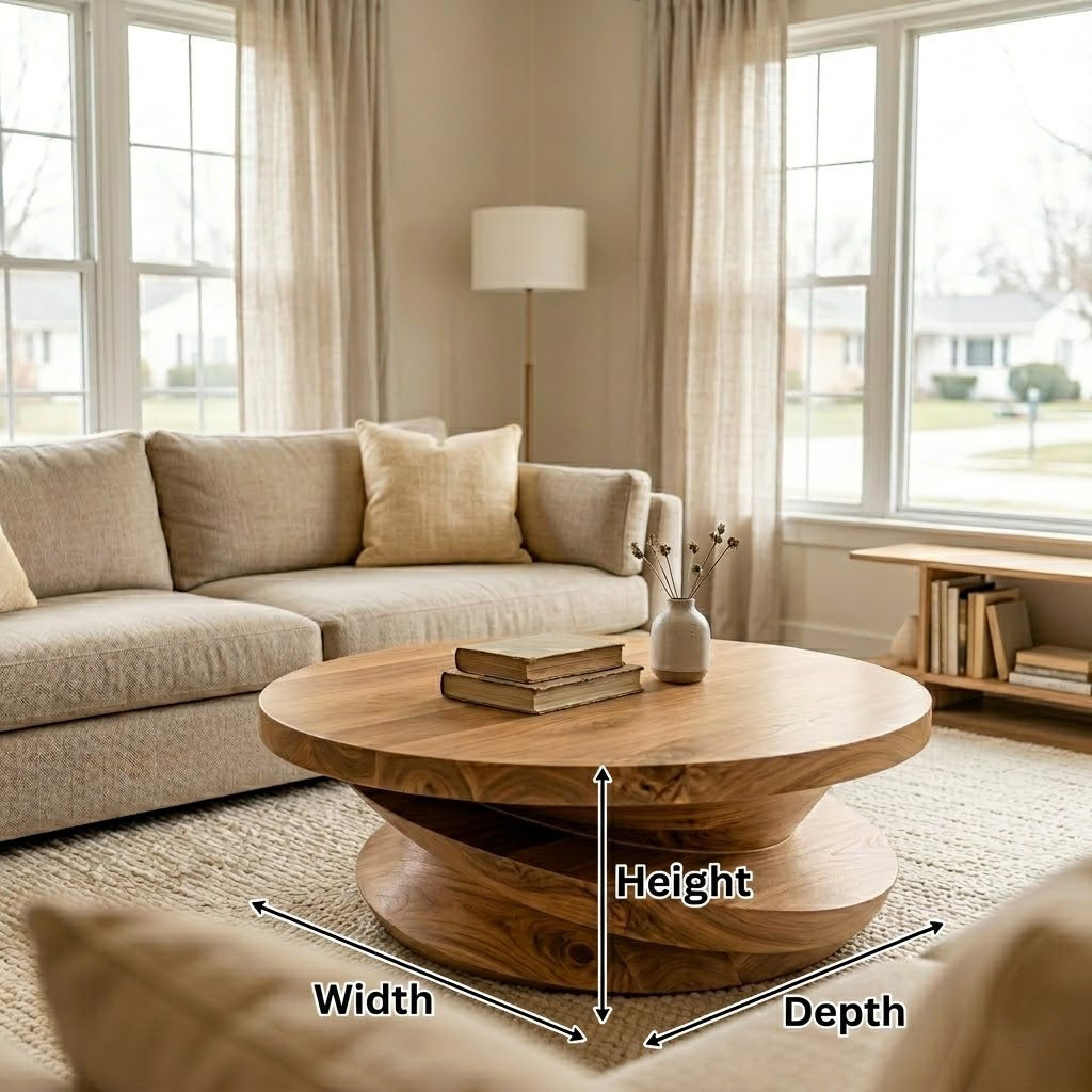 Volute Sculptural Solid Wood Coffee Table For Living Room