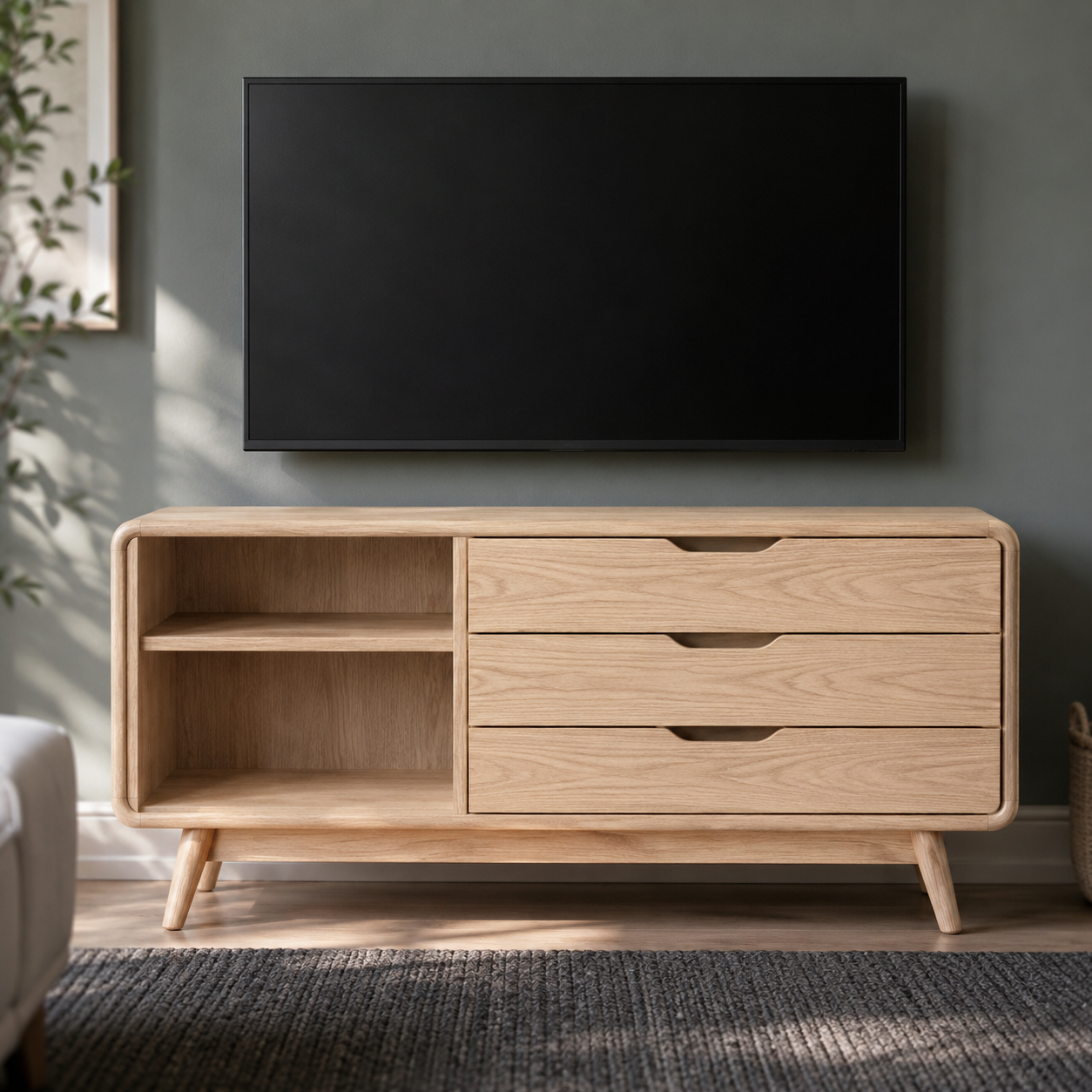 Vestara Solid Wood TV Console With Drawers For Living Room