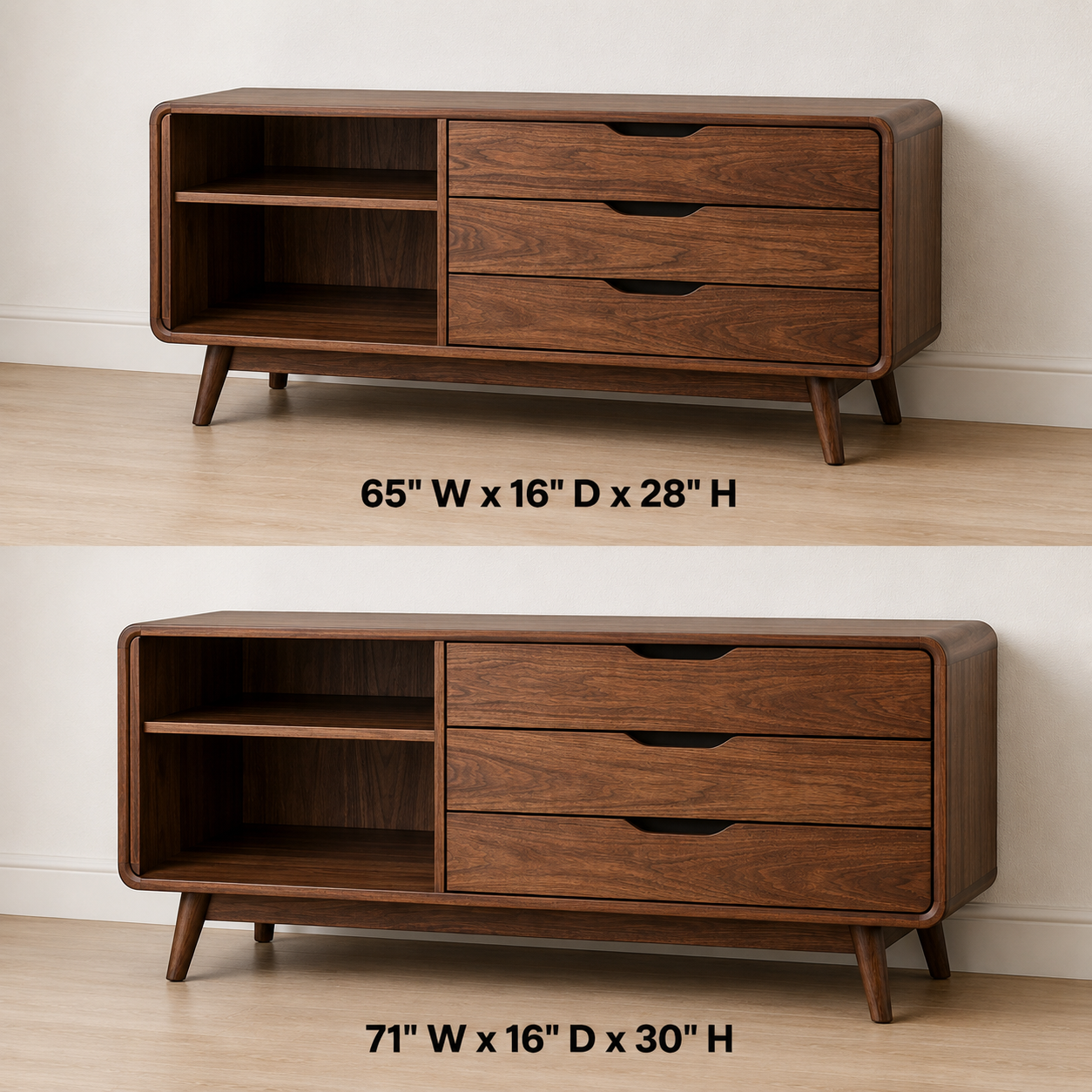 Vestara Solid Wood TV Console With Drawers For Living Room