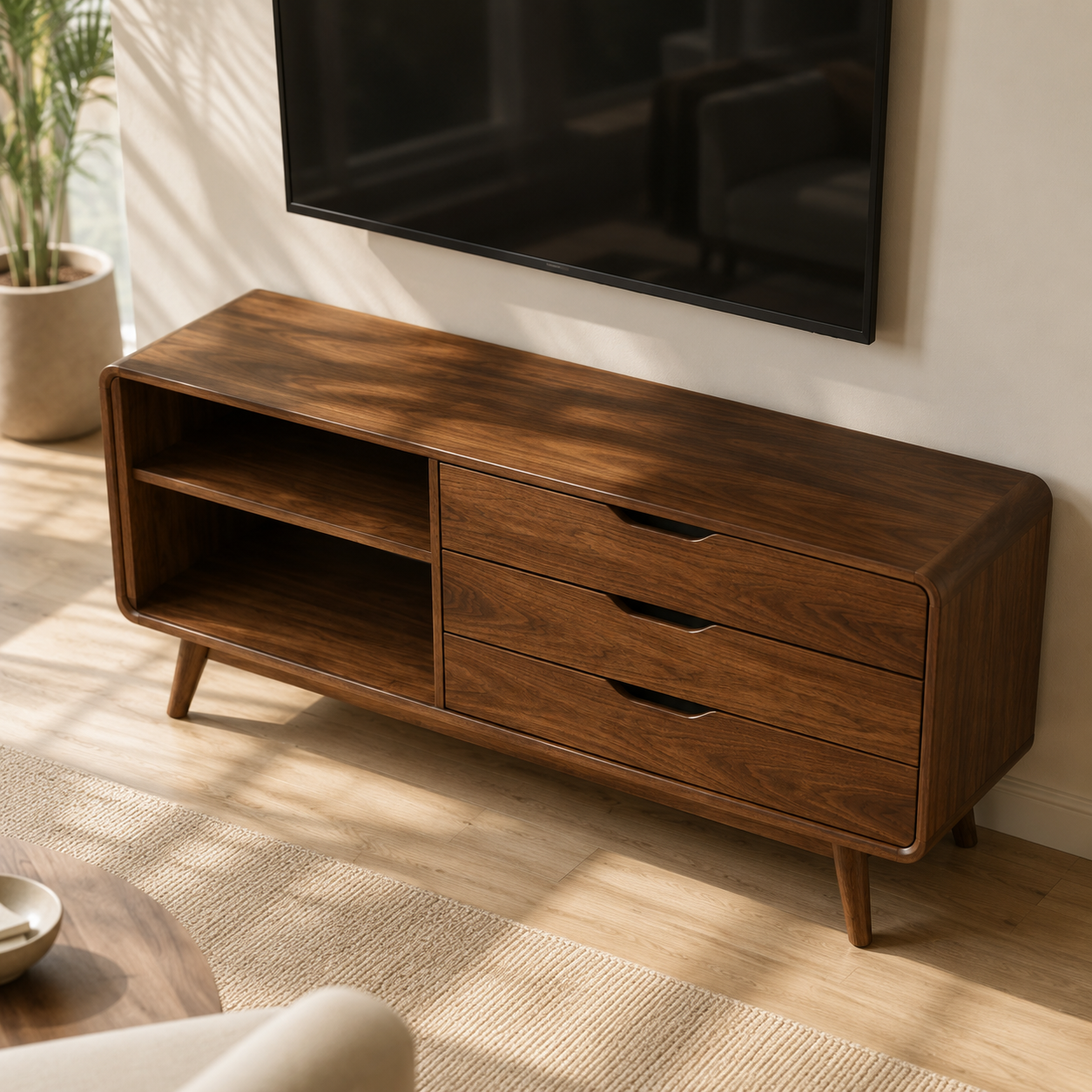 Vestara Solid Wood TV Console With Drawers For Living Room