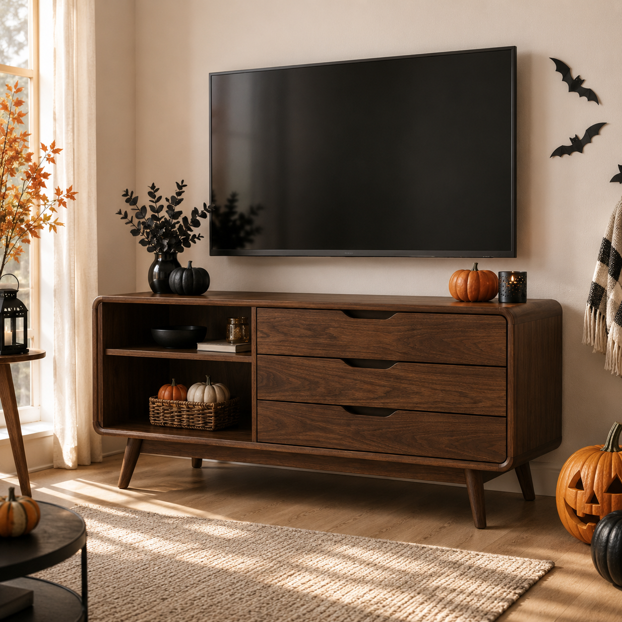 Vestara Solid Wood TV Console With Drawers For Living Room