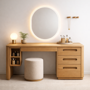 Sculptural Vanity Table with Soft-Close Drawer and Open Storage