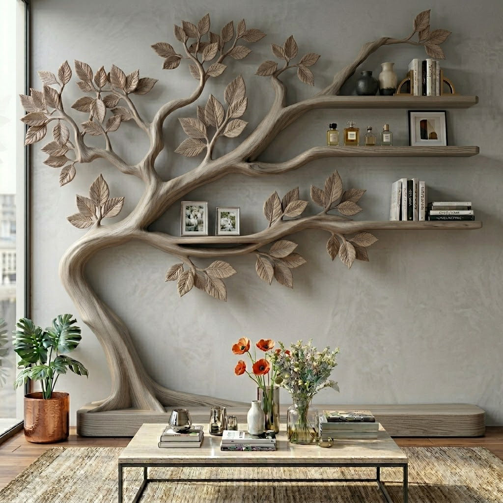 Sylvandor Sculptural Branching Solid Wood Tree Bookcase