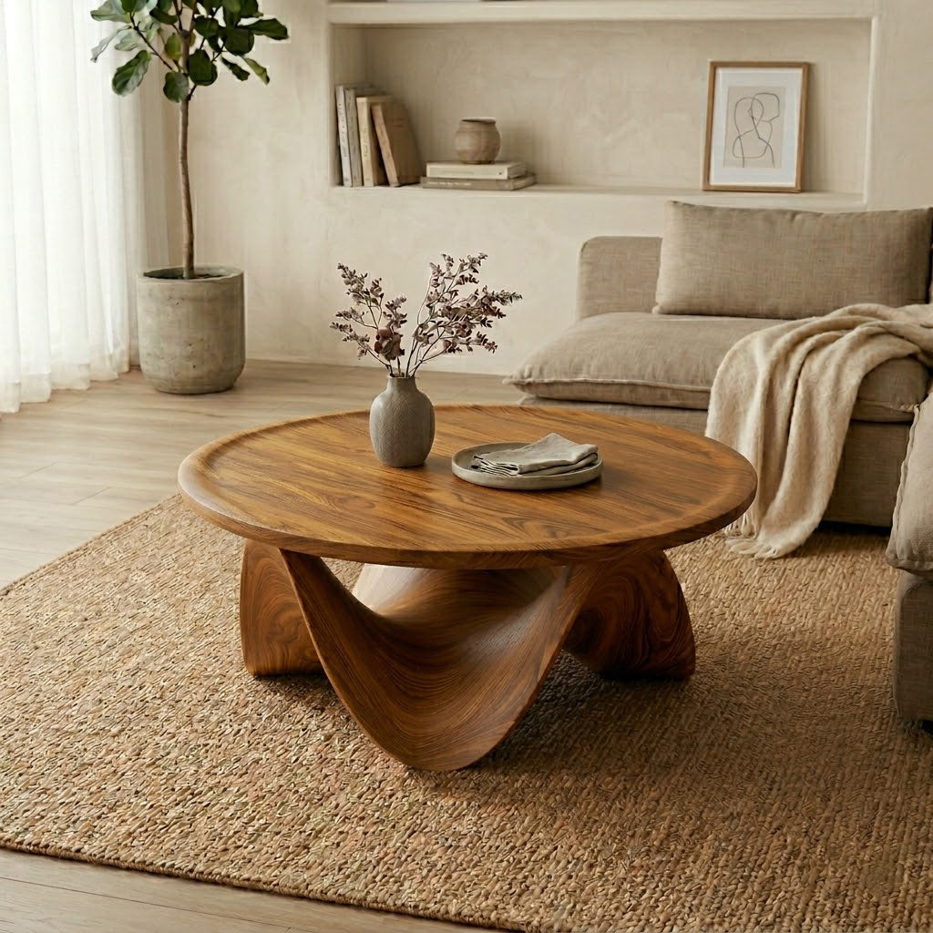 Ondara Fluid Base Solid Wood Coffee Table