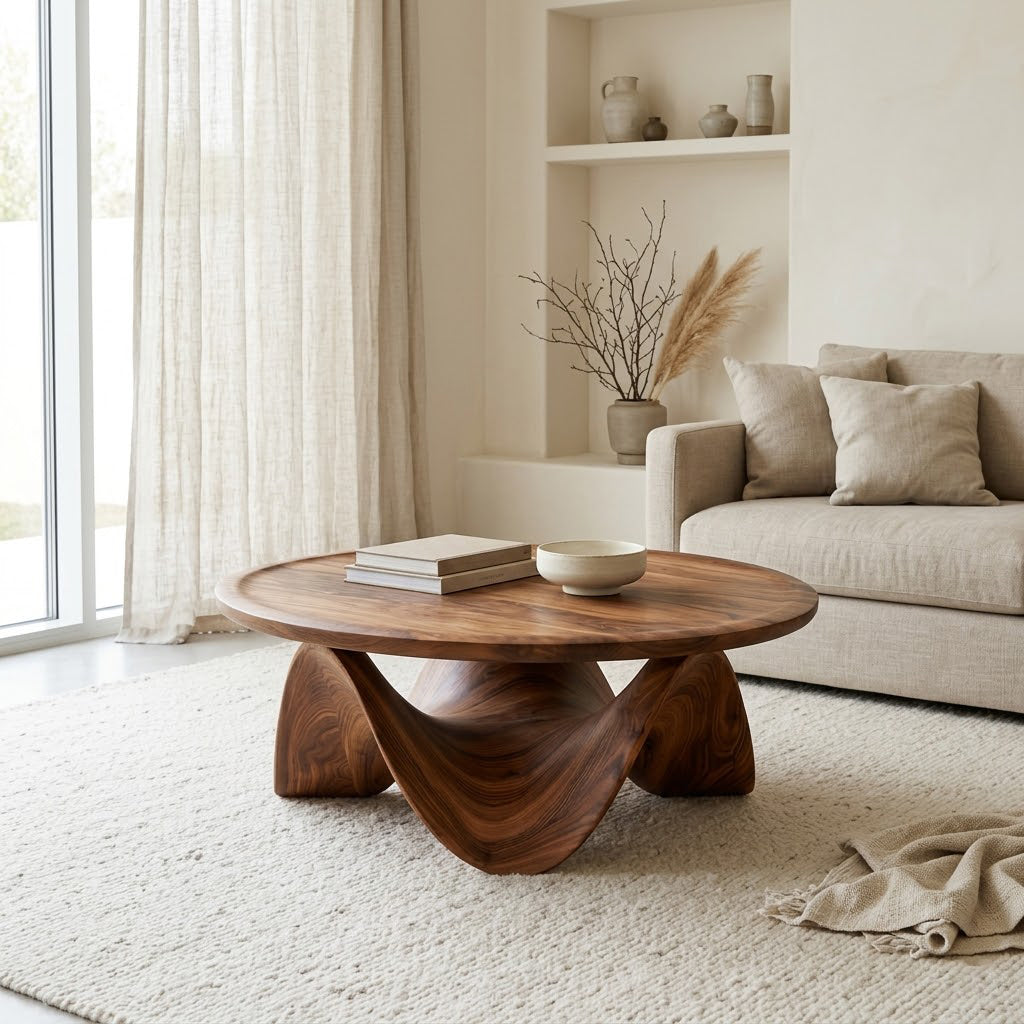 Ondara Fluid Base Solid Wood Coffee Table