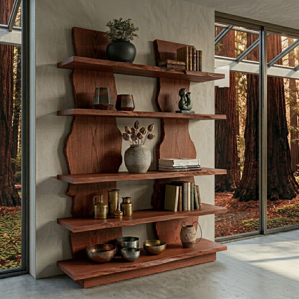 Morren Live Edge Dual Spine Solid Wood Bookcase