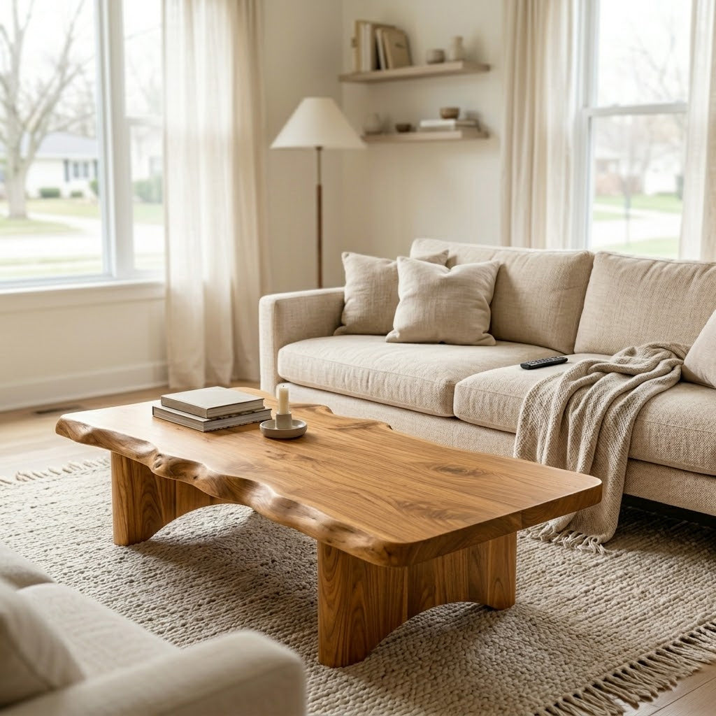 Ondule Slab Live Edge Solid Wood Coffee Table