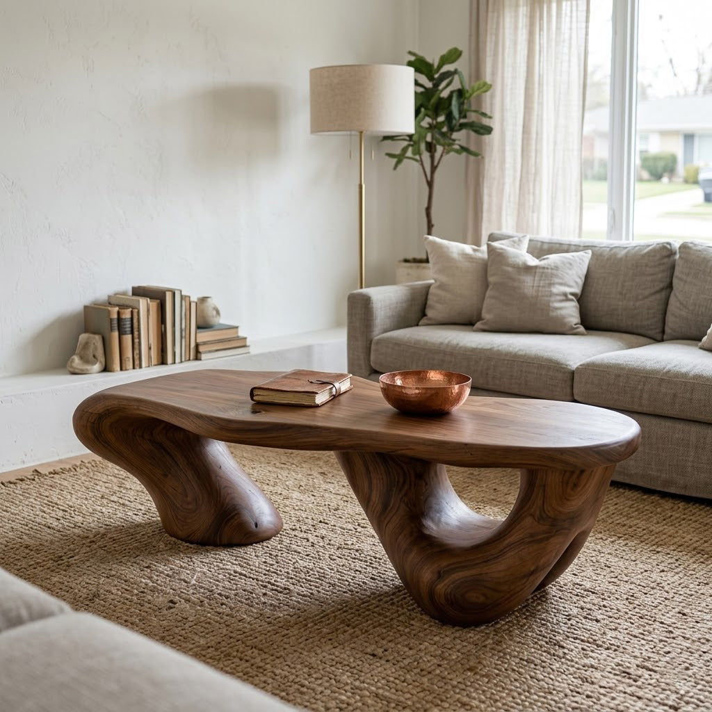 Kelvington Organic Fluid Base Solid Wood Coffee Table