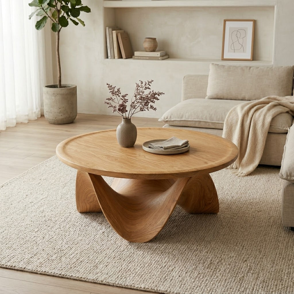 Ondara Fluid Base Solid Wood Coffee Table
