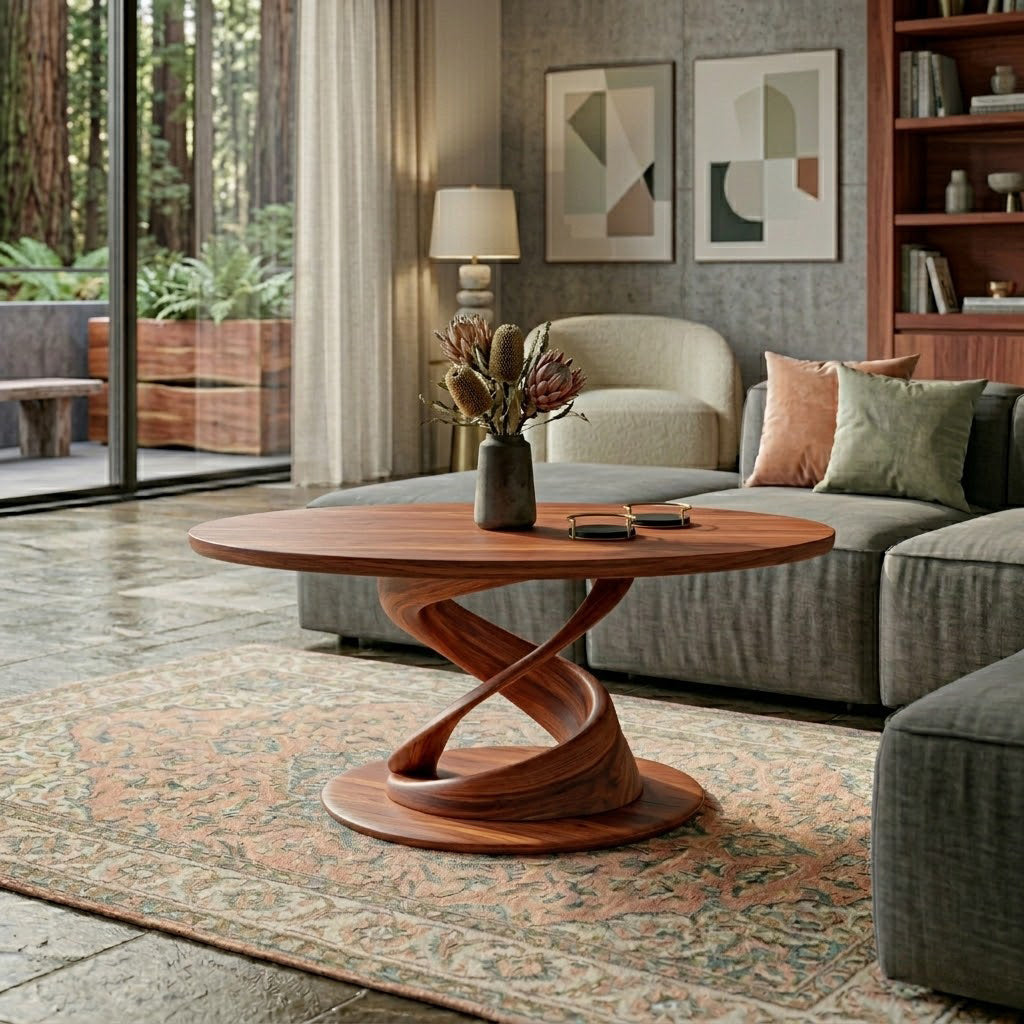 Torion Helix Carved Solid Wood Coffee Table