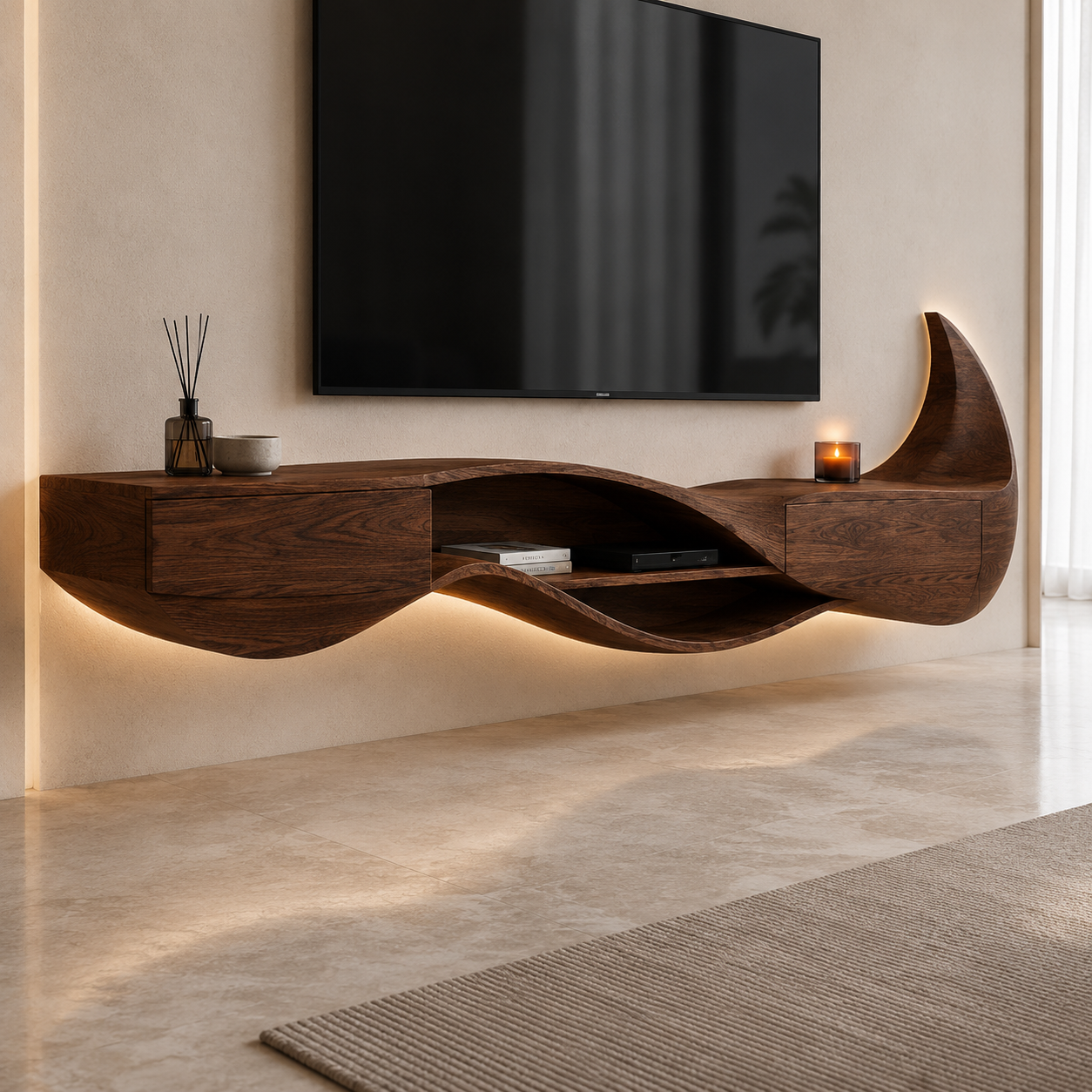 Brenova Live Edge Solid Wood TV Cabinet For Living Room
