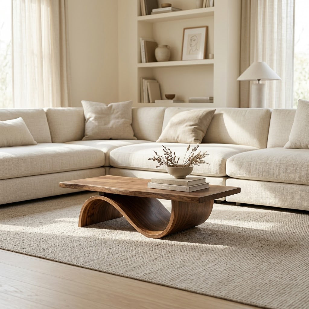 Curvilinear Wave Solid Wood Coffee Table