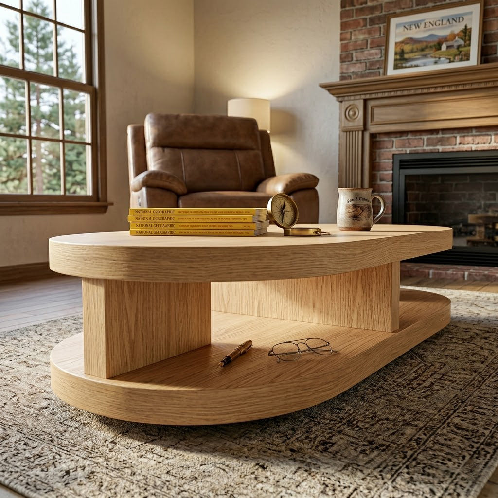 Kalo Tiered Oval Solid Wood Coffee Table