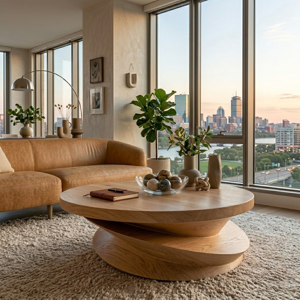 Volute Sculptural Solid Wood Coffee Table