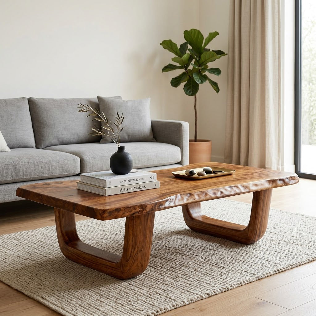 Arvion Scoop Base Live Edge Solid Wood Coffee Table