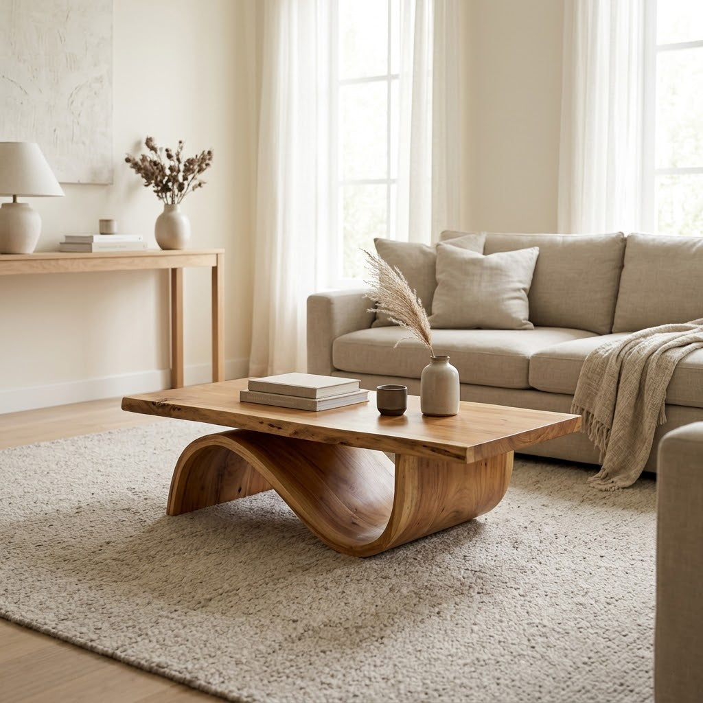 Curvilinear Wave Solid Wood Coffee Table