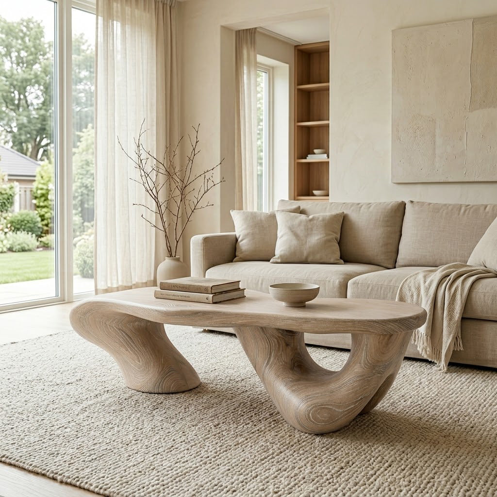 Kelvington Organic Fluid Base Solid Wood Coffee Table