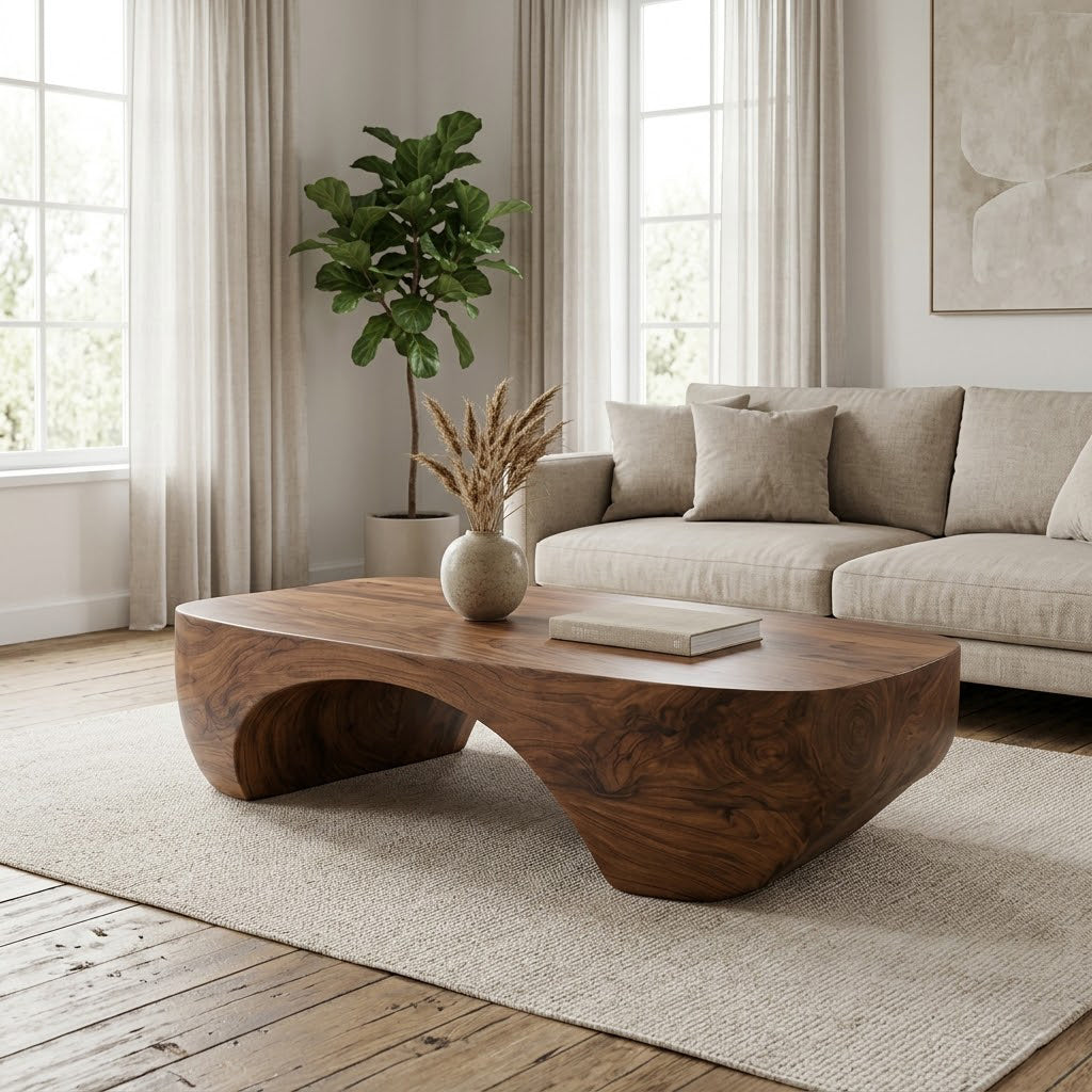 Solis Arched Bridge Solid Wood Coffee Table