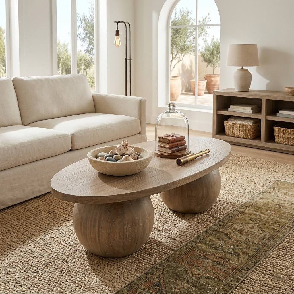 Bolla Twin Sphere Solid Wood Coffee Table
