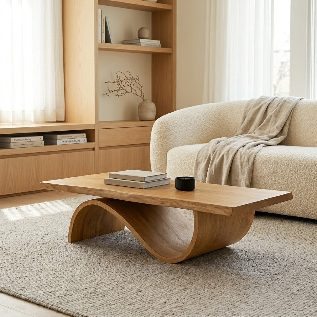 Curvilinear Wave Solid Wood Coffee Table