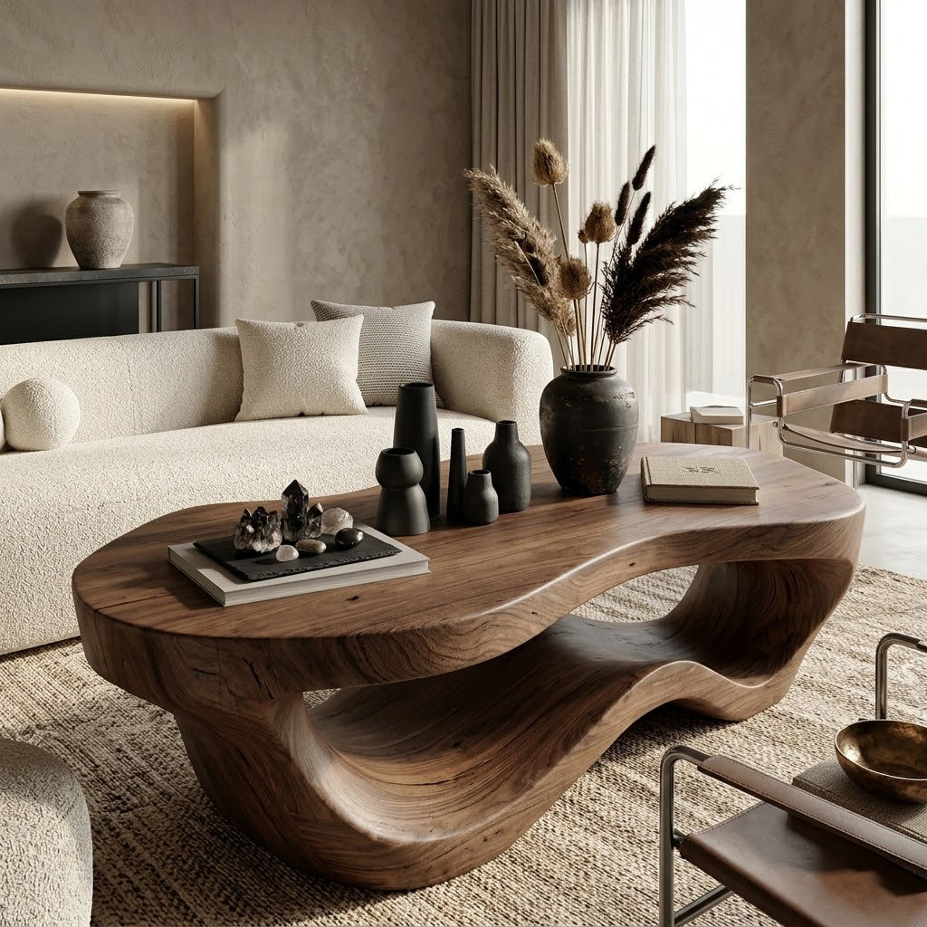Aervon Fluid Loop Solid Wood Coffee Table