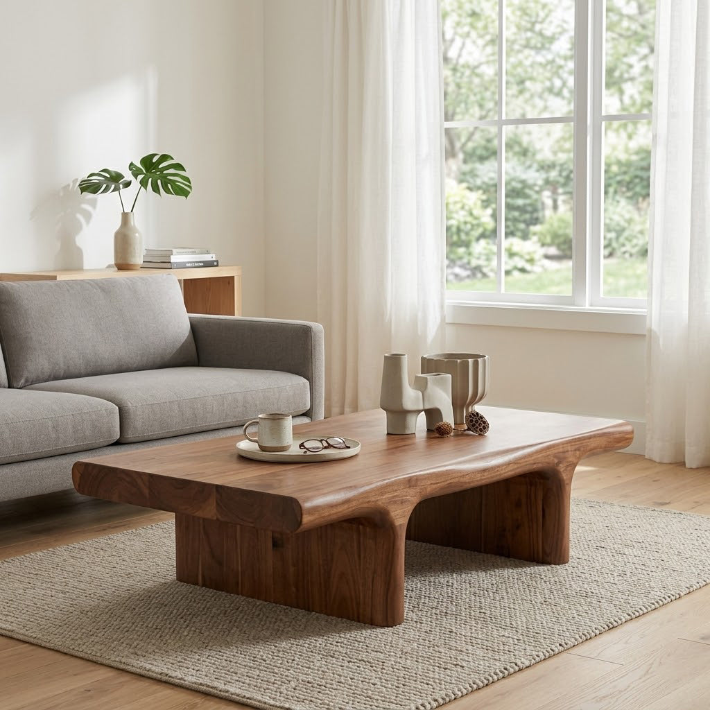 Koren Arched Monolith Solid Wood Coffee Table