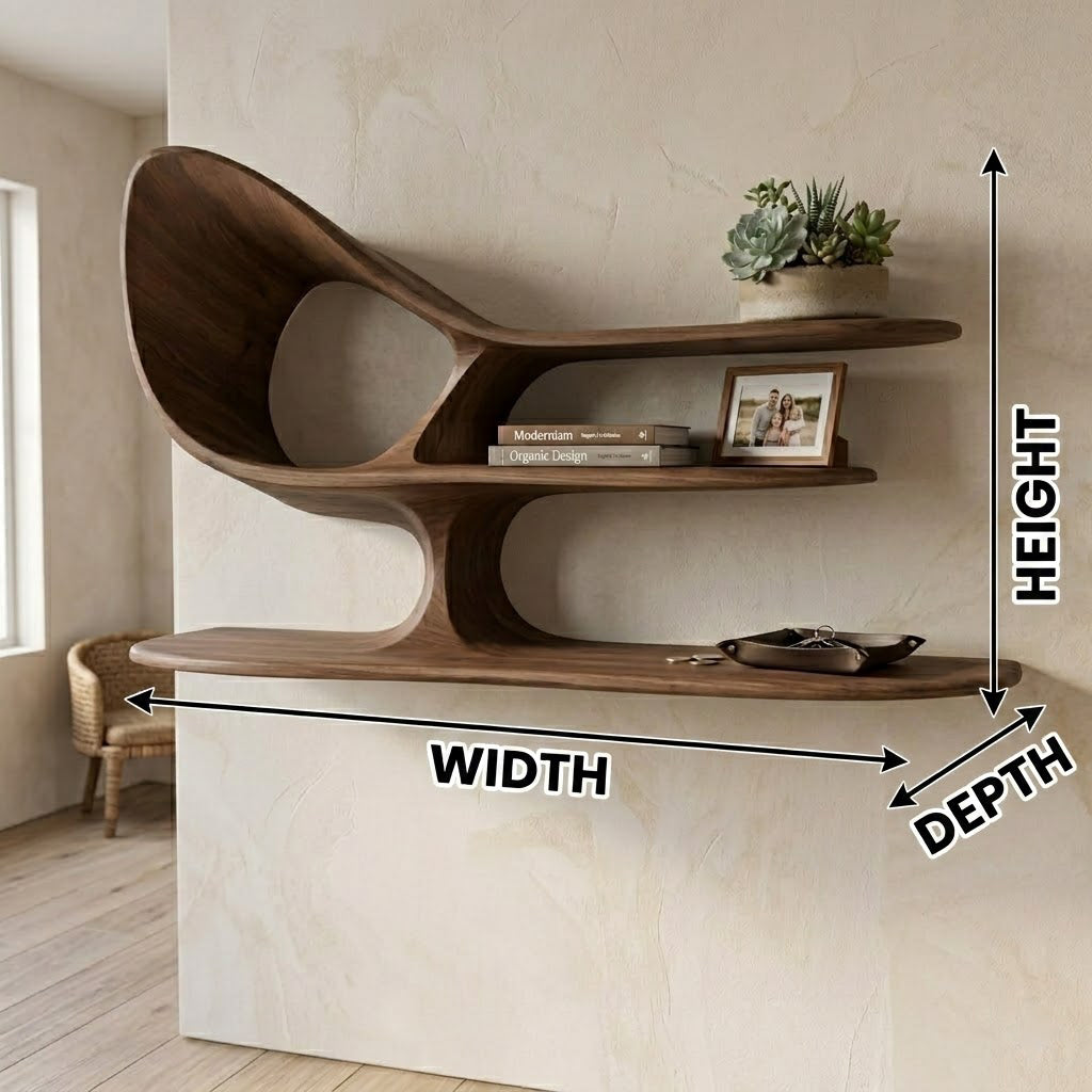 Modern Organic Sculptural 2-Tier Wall Shelf
