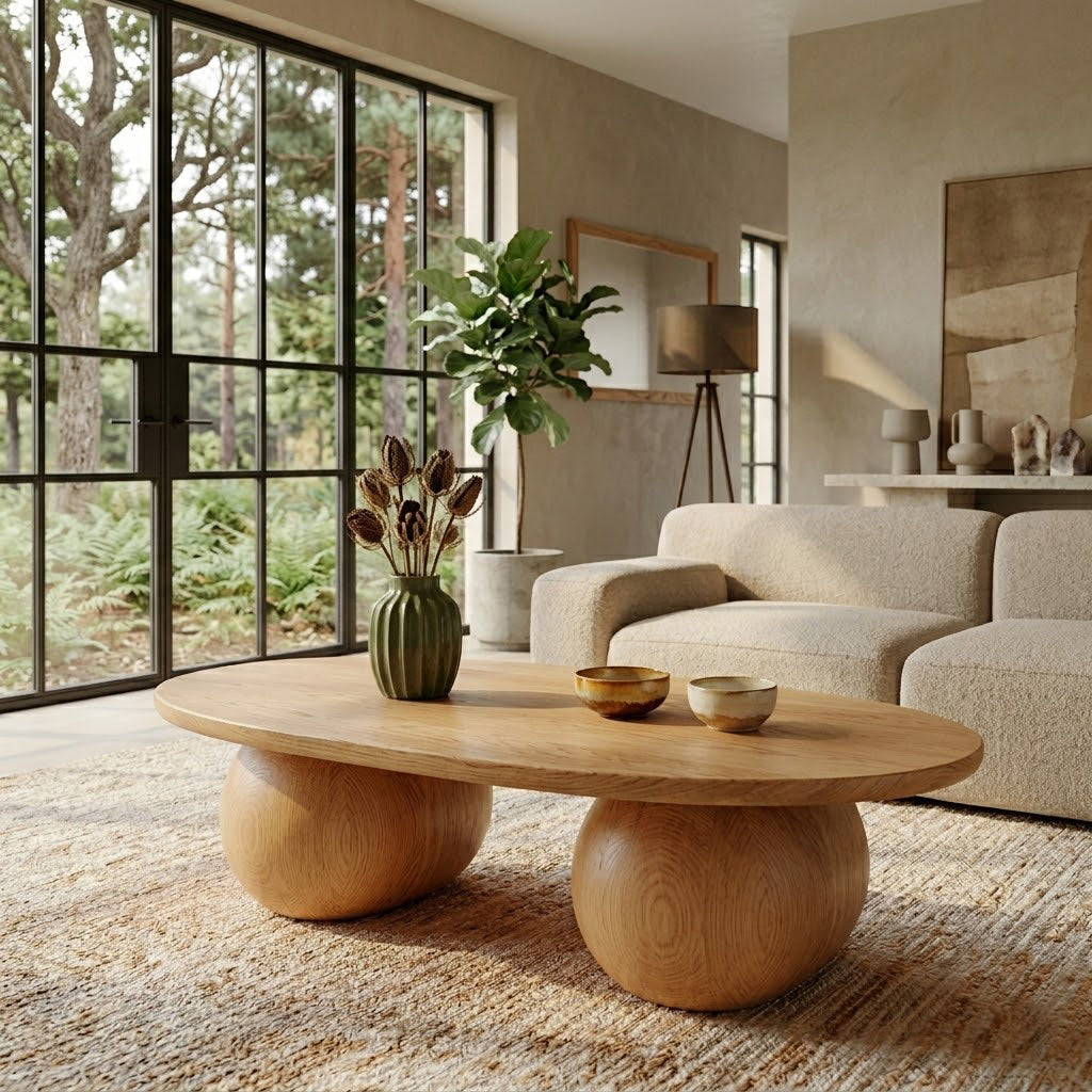 Bolla Twin Sphere Solid Wood Coffee Table