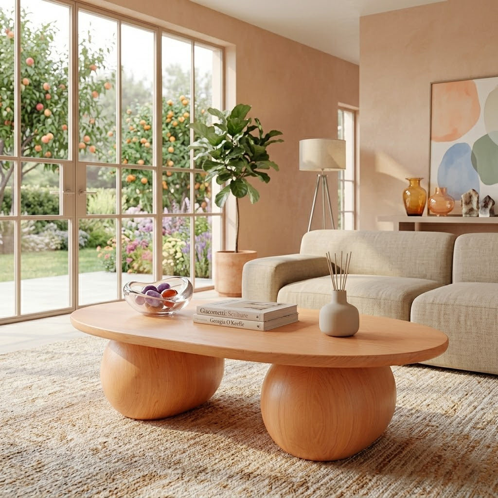 Bolla Twin Sphere Solid Wood Coffee Table