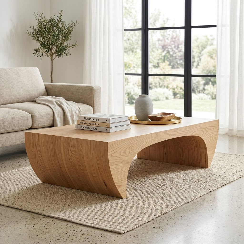 Kovon Arched Slab Solid Wood Coffee Table