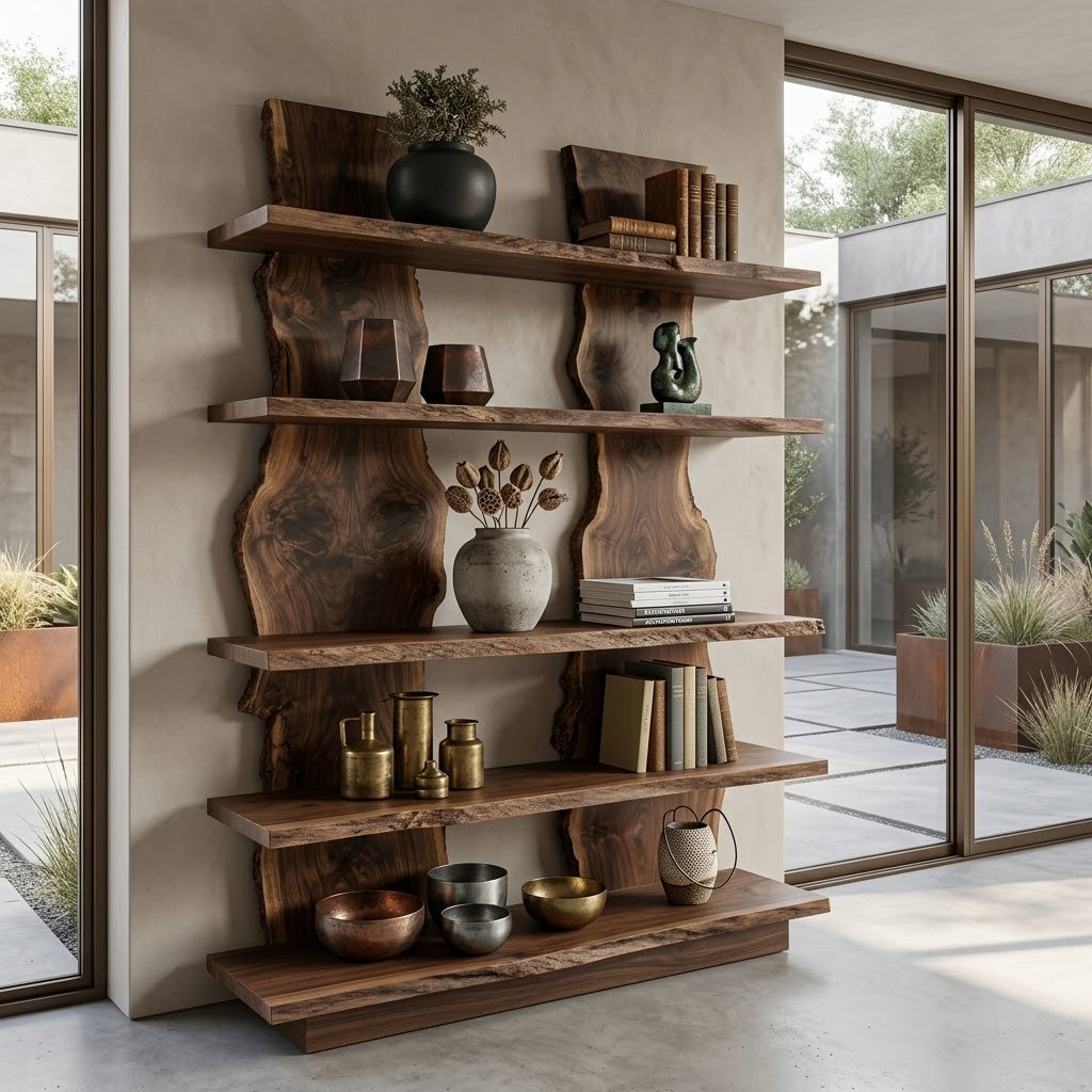 Morren Live Edge Dual Spine Solid Wood Bookcase